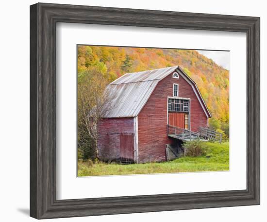 Barn in Vermont's Green Mountains, Hancock, Vermont, USA-Jerry & Marcy Monkman-Framed Photographic Print