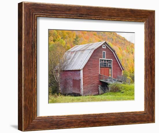 Barn in Vermont's Green Mountains, Hancock, Vermont, USA-Jerry & Marcy Monkman-Framed Photographic Print