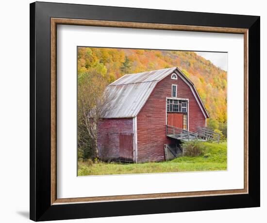 Barn in Vermont's Green Mountains, Hancock, Vermont, USA-Jerry & Marcy Monkman-Framed Photographic Print