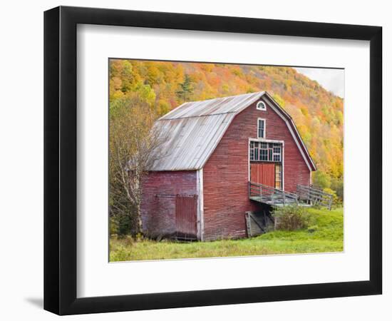 Barn in Vermont's Green Mountains, Hancock, Vermont, USA-Jerry & Marcy Monkman-Framed Photographic Print