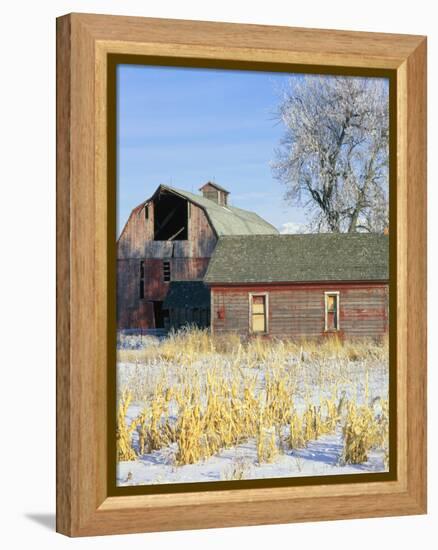 Barn in Winter-Scott T. Smith-Framed Premier Image Canvas