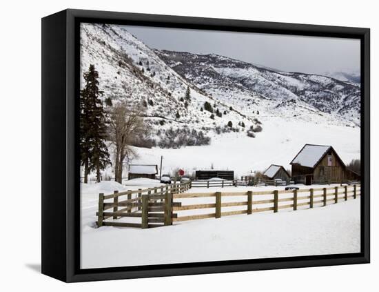 Barn Near Snowmass Village, Aspen Region, Rocky Mountains, Colorado, USA-Richard Cummins-Framed Premier Image Canvas