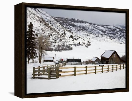 Barn Near Snowmass Village, Aspen Region, Rocky Mountains, Colorado, USA-Richard Cummins-Framed Premier Image Canvas