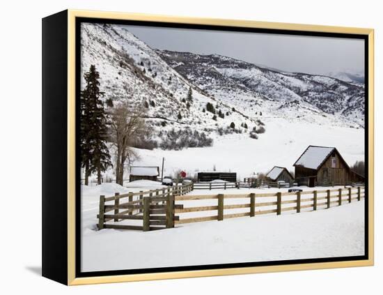 Barn Near Snowmass Village, Aspen Region, Rocky Mountains, Colorado, USA-Richard Cummins-Framed Premier Image Canvas