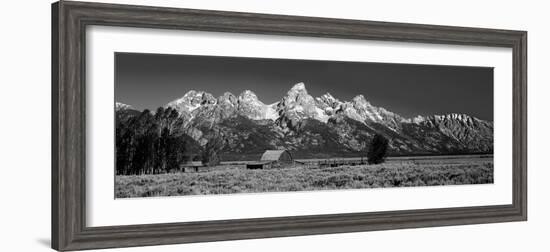 Barn on Plain before Mountains, Grand Teton National Park, Wyoming, USA-null-Framed Photographic Print