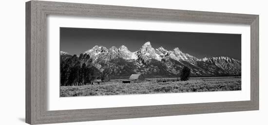 Barn on Plain before Mountains, Grand Teton National Park, Wyoming, USA-null-Framed Photographic Print