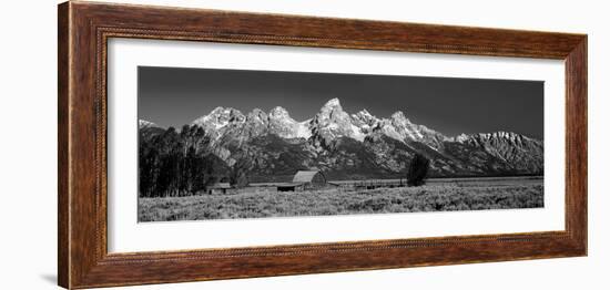 Barn on Plain before Mountains, Grand Teton National Park, Wyoming, USA-null-Framed Photographic Print