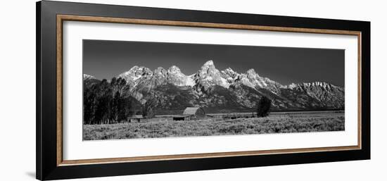 Barn on Plain before Mountains, Grand Teton National Park, Wyoming, USA-null-Framed Photographic Print