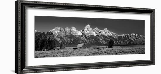 Barn on Plain before Mountains, Grand Teton National Park, Wyoming, USA-null-Framed Premium Photographic Print