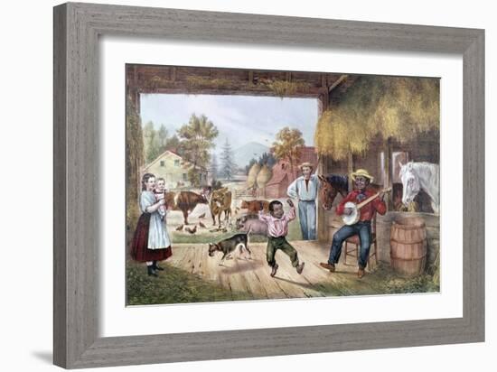 Barn on Plantation Before Civil War-Currier & Ives-Framed Giclee Print