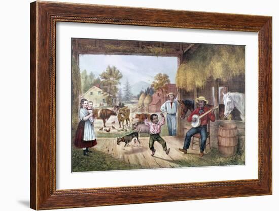 Barn on Plantation Before Civil War-Currier & Ives-Framed Giclee Print