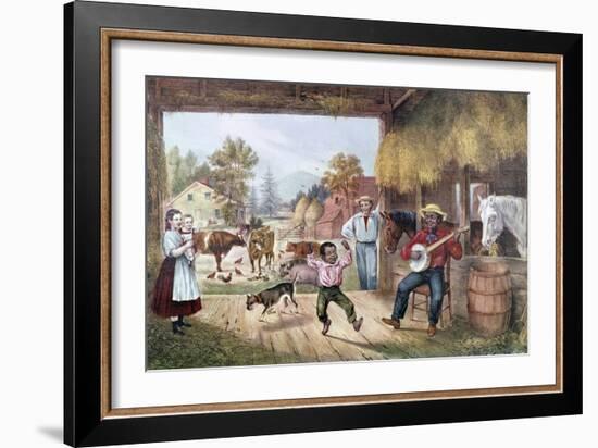Barn on Plantation Before Civil War-Currier & Ives-Framed Giclee Print