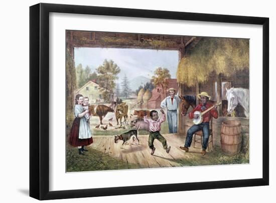 Barn on Plantation Before Civil War-Currier & Ives-Framed Giclee Print