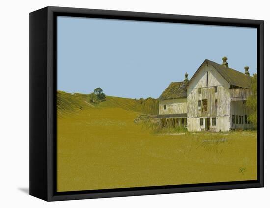 Barn with Blue Sky-Sarah Butcher-Framed Stretched Canvas