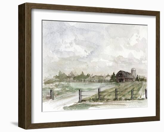 Barn With Fence-Patti Bishop-Framed Art Print
