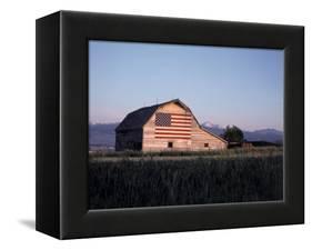 Barn with US Flag, CO-Chris Rogers-Framed Premier Image Canvas