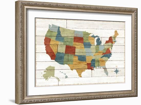 Barnboard Map-Sue Schlabach-Framed Art Print