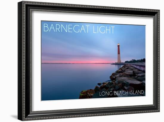 Barnegat Light, New Jersey - Barnegat Lighthouse and Pink Sunset-Lantern Press-Framed Art Print