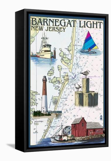 Barnegat Light, New Jersey - Nautical Chart-Lantern Press-Framed Stretched Canvas