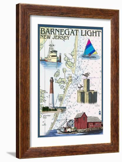 Barnegat Light, New Jersey - Nautical Chart-Lantern Press-Framed Art Print