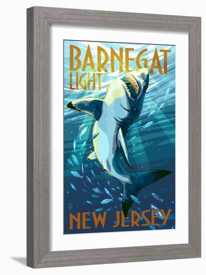 Barnegat Light, New Jersey - Stylized Shark-Lantern Press-Framed Art Print