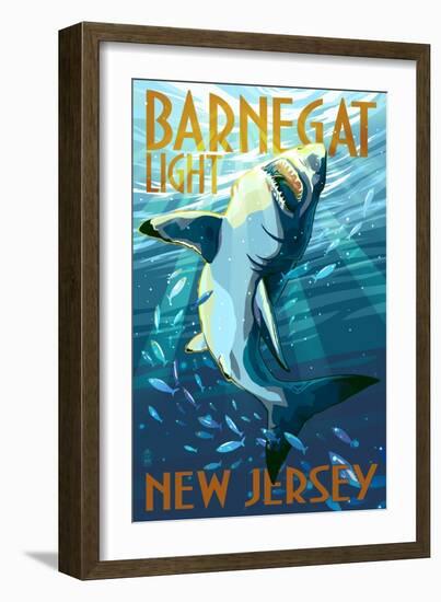 Barnegat Light, New Jersey - Stylized Shark-Lantern Press-Framed Art Print