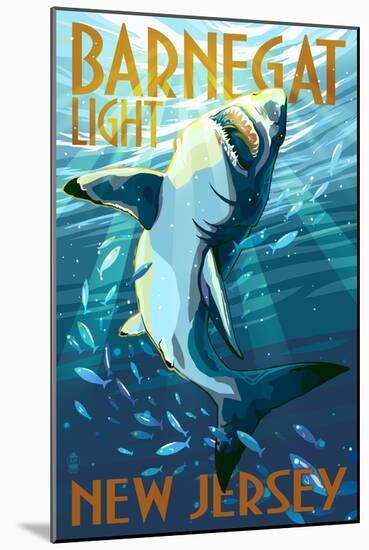 Barnegat Light, New Jersey - Stylized Shark-Lantern Press-Mounted Art Print