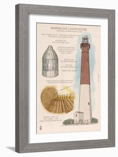 Barnegat Light, New Jersey - Technical-Lantern Press-Framed Art Print