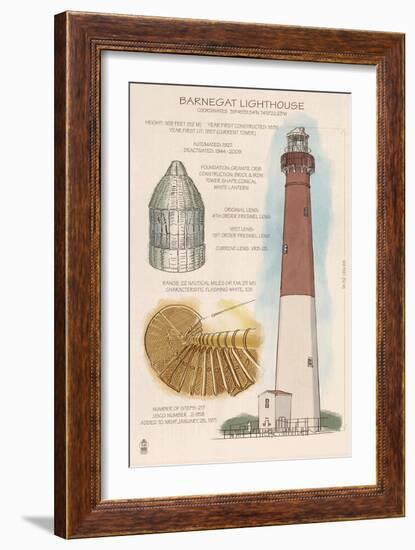 Barnegat Light, New Jersey - Technical-Lantern Press-Framed Art Print