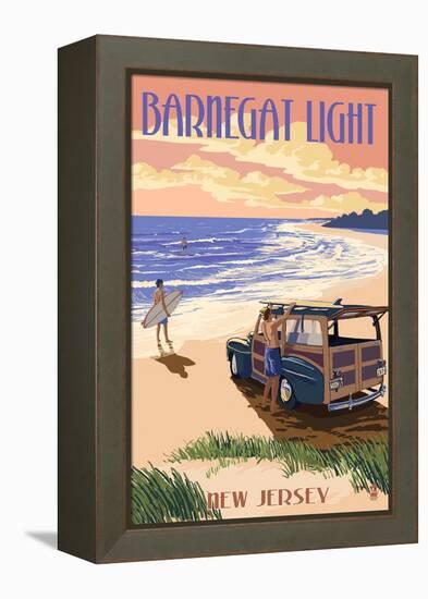 Barnegat Light, New Jersey - Woody on the Beach-Lantern Press-Framed Stretched Canvas