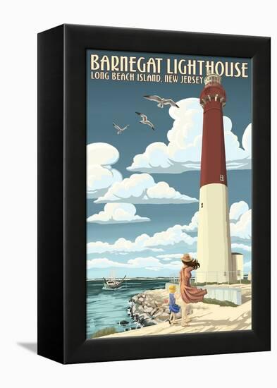 Barnegat Lighthouse - New Jersey Shore-Lantern Press-Framed Stretched Canvas