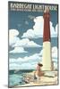 Barnegat Lighthouse - New Jersey Shore-Lantern Press-Mounted Art Print