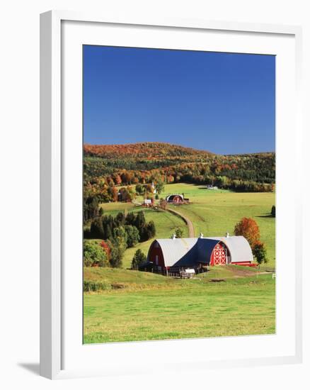 Barnet, View of Farm in Autumn, Northeast Kingdom, Vermont, USA-Walter Bibikow-Framed Photographic Print