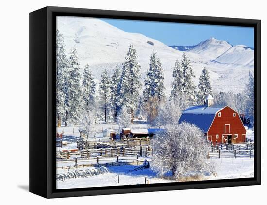Barns in winter, Methow Valley, Washington, USA-Charles Gurche-Framed Premier Image Canvas