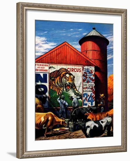 "Barnside Circus Poster," August 4, 1945-Stevan Dohanos-Framed Giclee Print