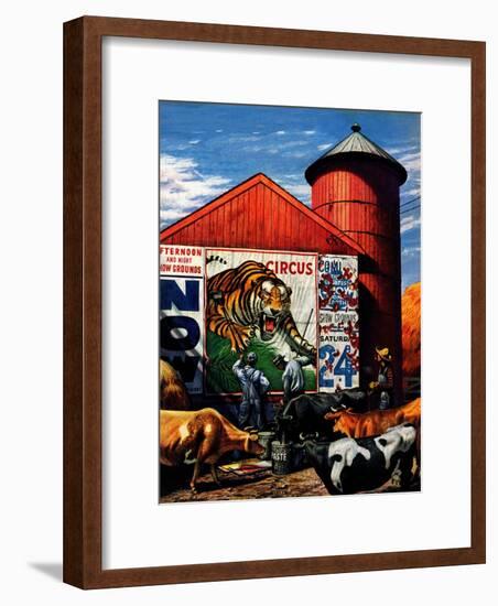 "Barnside Circus Poster," August 4, 1945-Stevan Dohanos-Framed Giclee Print