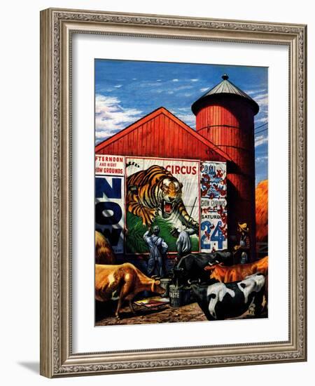 "Barnside Circus Poster," August 4, 1945-Stevan Dohanos-Framed Giclee Print