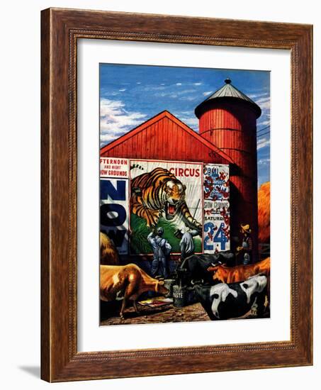 "Barnside Circus Poster," August 4, 1945-Stevan Dohanos-Framed Giclee Print