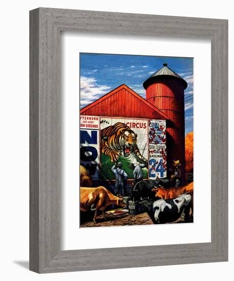 "Barnside Circus Poster," August 4, 1945-Stevan Dohanos-Framed Giclee Print