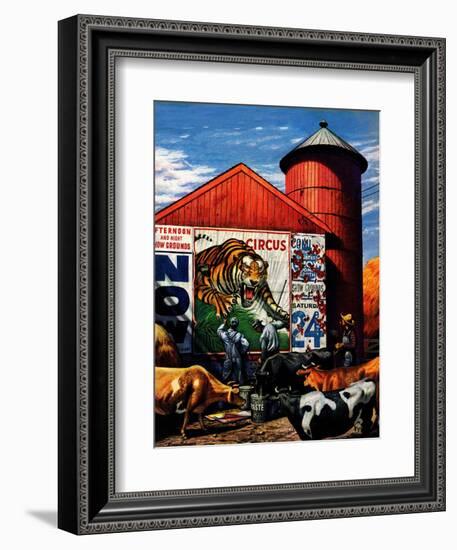 "Barnside Circus Poster," August 4, 1945-Stevan Dohanos-Framed Giclee Print