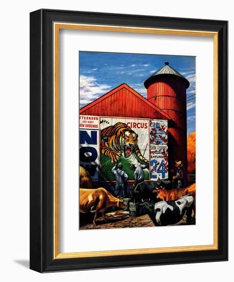 "Barnside Circus Poster," August 4, 1945-Stevan Dohanos-Framed Giclee Print