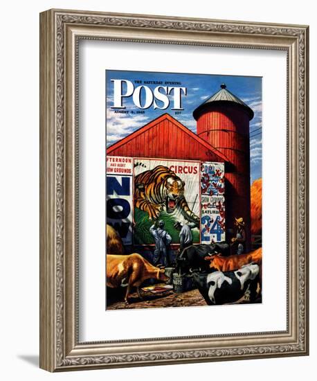 "Barnside Circus Poster," Saturday Evening Post Cover, August 4, 1945-Stevan Dohanos-Framed Giclee Print