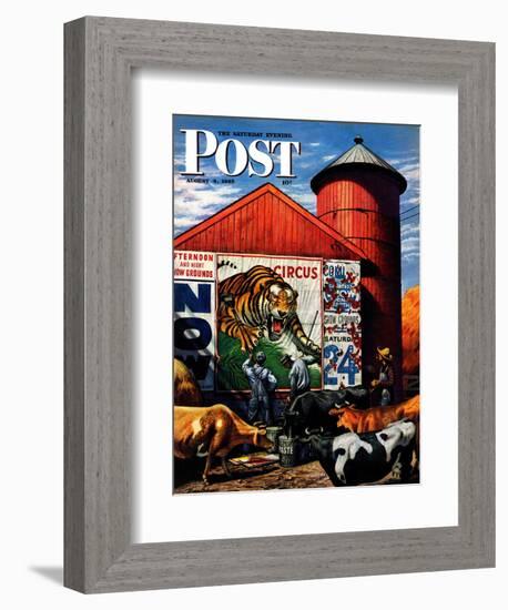 "Barnside Circus Poster," Saturday Evening Post Cover, August 4, 1945-Stevan Dohanos-Framed Giclee Print