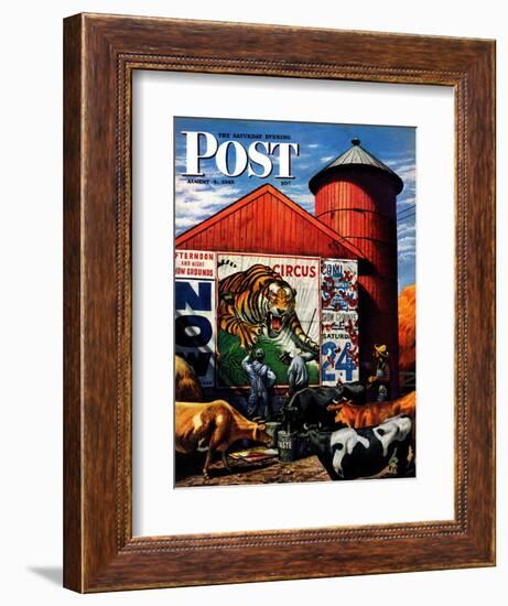 "Barnside Circus Poster," Saturday Evening Post Cover, August 4, 1945-Stevan Dohanos-Framed Giclee Print