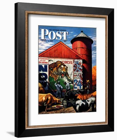 "Barnside Circus Poster," Saturday Evening Post Cover, August 4, 1945-Stevan Dohanos-Framed Giclee Print