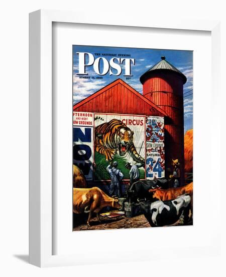 "Barnside Circus Poster," Saturday Evening Post Cover, August 4, 1945-Stevan Dohanos-Framed Giclee Print