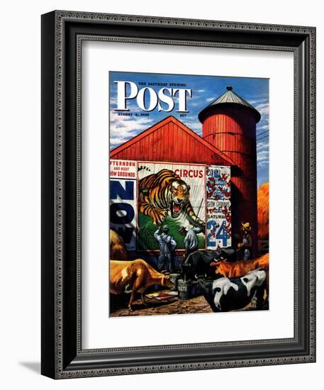 "Barnside Circus Poster," Saturday Evening Post Cover, August 4, 1945-Stevan Dohanos-Framed Giclee Print