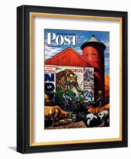 "Barnside Circus Poster," Saturday Evening Post Cover, August 4, 1945-Stevan Dohanos-Framed Giclee Print