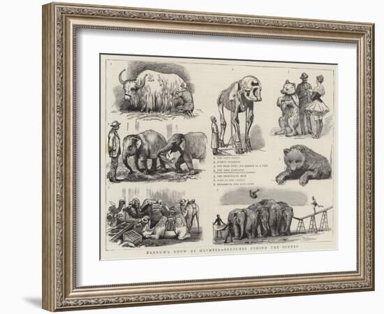 Barnum's Show at Olympia, Sketches Behind the Scenes-null-Framed Giclee Print