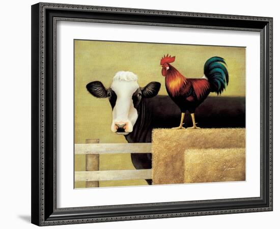 Barnyard Cow-Lowell Herrero-Framed Art Print